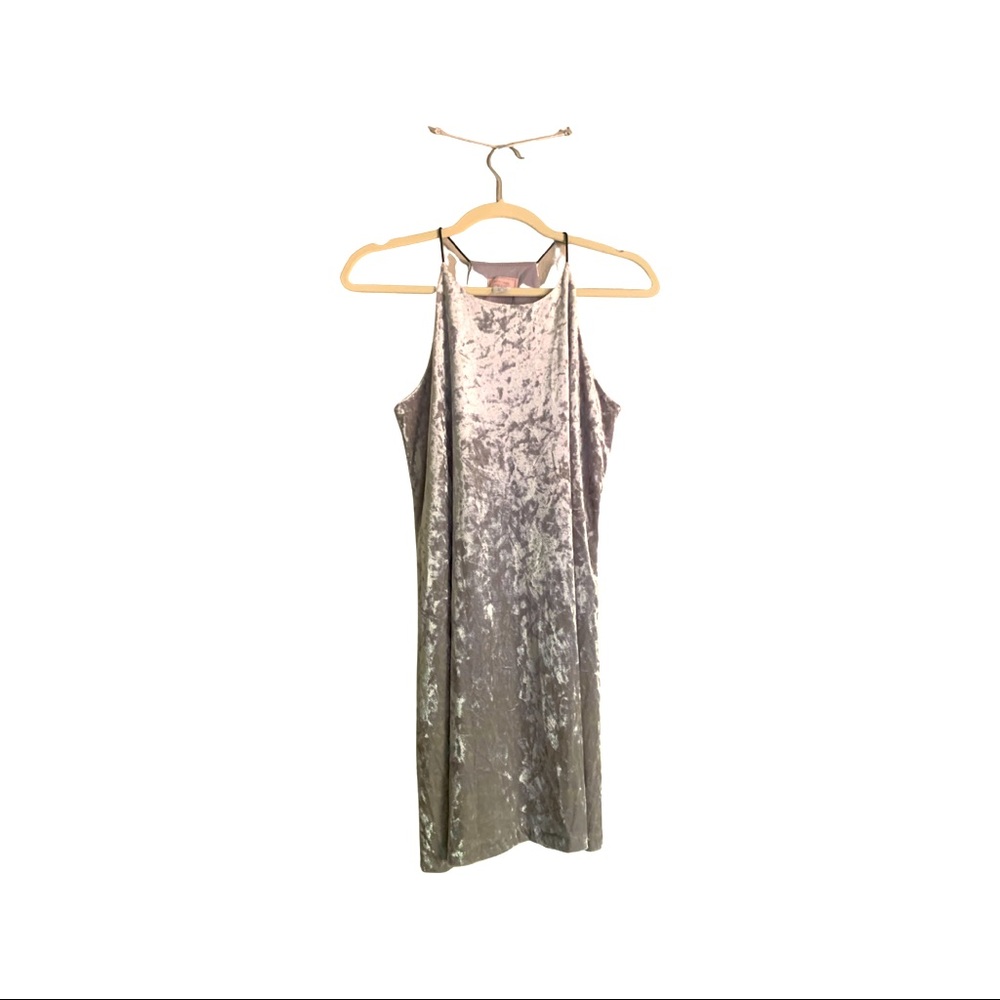 Champagne Crushed Velvet Mini Dress